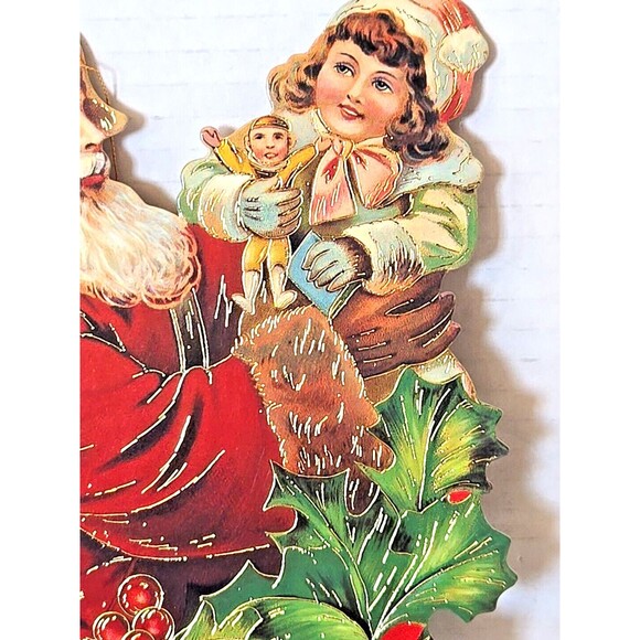 B. Shackman & Co. Double Sided Diecut Cardboard 8" Santa Christmas Ornament 1993 - Picture 3 of 7
